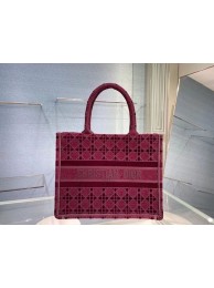 SMALL DIOR BOOK TOTE Burgundy Cannage Embroidered Velvet M1287Z Tl8869Oq54