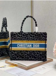 SMALL DIOR BOOK TOTE Embroidery C1287-4 Black&gray Leopard Print Tl8404Kf26