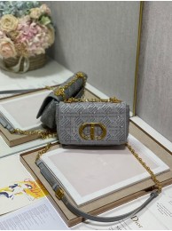 SMALL DIOR CARO BAG Macrocannage Tweed Embroidery M9241 GRAY Tl8149Oj66