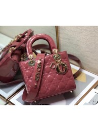 SMALL LADY DIOR BAG Pink Patent Calfskin M0531 Pink Tl8517yj81