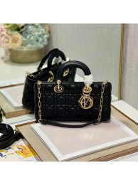 Top MEDIUM LADY DIOR BAG Cannage Lambskin C2820 black Tl8306eo14