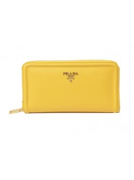 Top Prada Saffiano Calfskin Leather Zippy Wallets 1M0506 Yellow Tl6756yq38