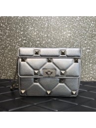 VALENTINO GARAVANI Grained Calfskin Shoulder Bag 2B0I59 silver Tl19341Qu69