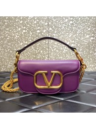 VALENTINO GARAVANI MINI LOCO Calf leather Shoulder Bag 1W2B0K purple Tl19254CD62