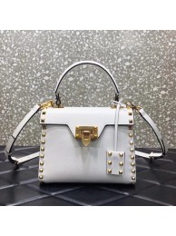 VALENTINO GARAVANI Rockstud Alcove Small grain calf leather handbag 2B0J71 white Tl19398uU16