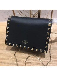 Valentino Garavani Rockstud leather clutch 01327 black Tl19590hc46