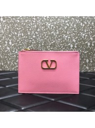 VALENTINO GARAVANI Stud Sign Grained Calfskin clutch bag 0620 pink Tl19306nV16