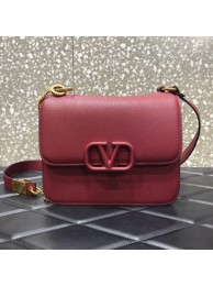 VALENTINO GARAVANI Stud Sign Grained Calfskin Shoulder Bag 0809 Burgundy Tl19290Av26