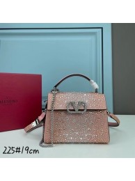 VALENTINO GARAVANI VSLING Shiny diamond Mini totebag XW2B1G9 pink&silver-Tone Metal Tl19205Wi77