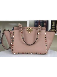 Valentino Rockstud Double Handle Bag Original Leather 1916C Pink Tl19761RX32