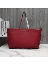 VALENTINO Rockstud grained leather shopper 93316 red Tl19721mm78