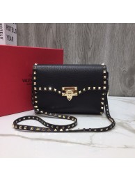 VALENTINO Rockstud leather cross-body bag 76357 black Tl19719Kf26