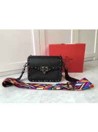 VALENTINO Rockstud leather messenger bag B50055 black Tl19601CI68