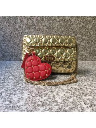 VALENTINO Rockstud small quilted leather shoulder bag 77562 Gold Tl19516DV39