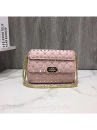 VALENTINO Rockstud small quilted leather shoulder bag 77562 pink Tl19631ED90