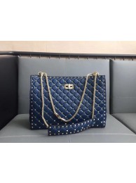 Valentino Starry Series Shopping Bag Original Sheepskin Leather 0346 blue Tl19695yx89