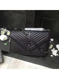 YSL Classic Monogramme Black Leather Flap Bag Y392738 Silver Tl15154nQ90