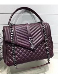 YSL Classic Monogramme Flap Bag Calfskin Leather Y33569 Wine Tl15215Kd37