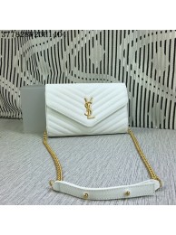 YSL Classic Monogramme Flap Bag Cannage Pattern Y377828L White Tl15262nE34