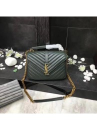 YSL Classic Monogramme Green Leather Flap Bag Y392737 Gold Tl15159Hn31